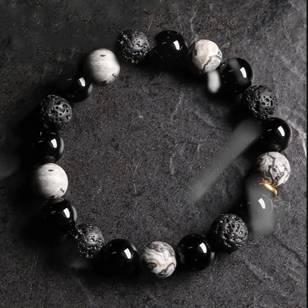 1pcs Mix Men’s Round Beaded Stone Bracelets